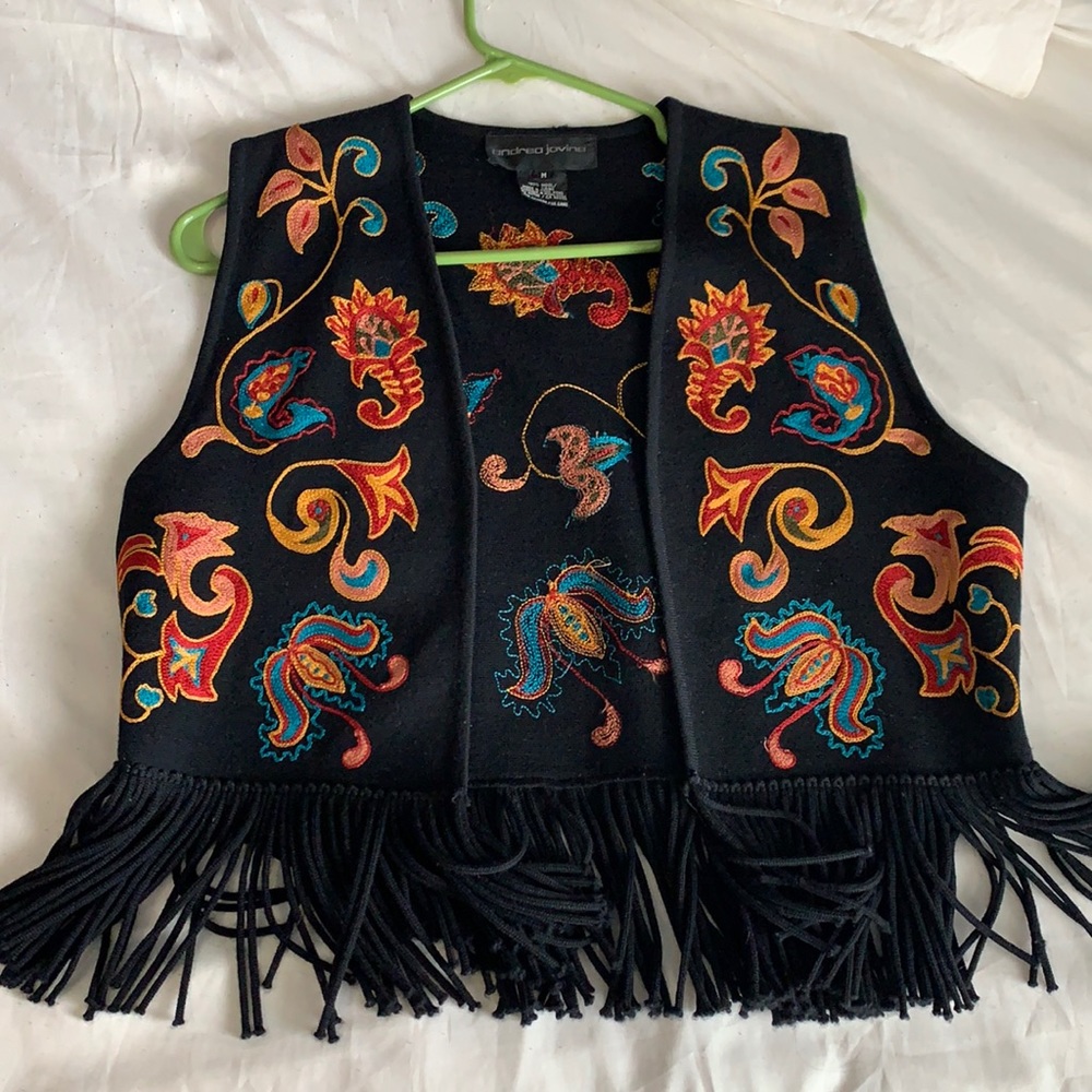 Andrea Jovine Black and Patterned Vest